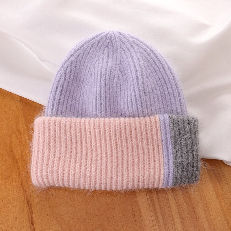 Rabbit Fur Beanies Soft Warm Fluffy  Winter Hat for Women Angora Knitted Hat  Skullies Beanies Female Bonnet Woman Knit Cap TIKIJTRONICS