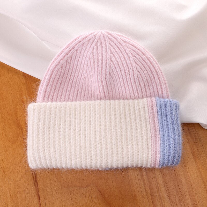 Rabbit Fur Beanies Soft Warm Fluffy  Winter Hat for Women Angora Knitted Hat  Skullies Beanies Female Bonnet Woman Knit Cap TIKIJTRONICS