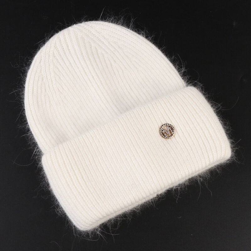 Rabbit Fur Beanies Soft Warm Fluffy  Winter Hat for Women Angora Knitted Hat  Skullies Beanies Female Bonnet Woman Knit Cap TIKIJTRONICS