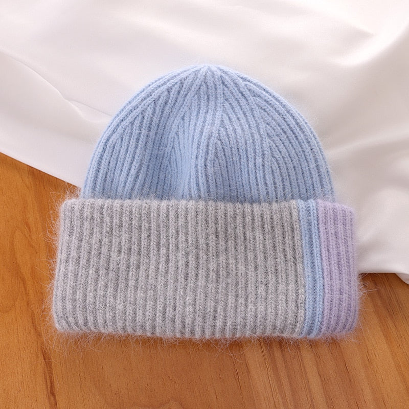 Rabbit Fur Beanies Soft Warm Fluffy  Winter Hat for Women Angora Knitted Hat  Skullies Beanies Female Bonnet Woman Knit Cap TIKIJTRONICS