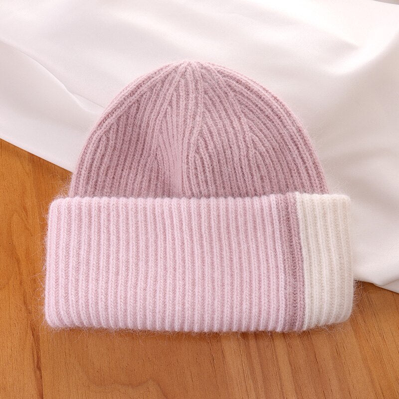 Rabbit Fur Beanies Soft Warm Fluffy  Winter Hat for Women Angora Knitted Hat  Skullies Beanies Female Bonnet Woman Knit Cap TIKIJTRONICS