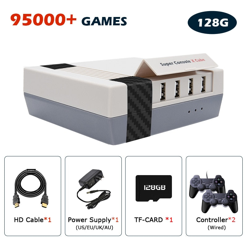 Retro Video Game Consoles Super Console X Cube For PS1/PSP/DC/Arcade TV BOX Game Players With 117000 Classic Games 4K HD Display.