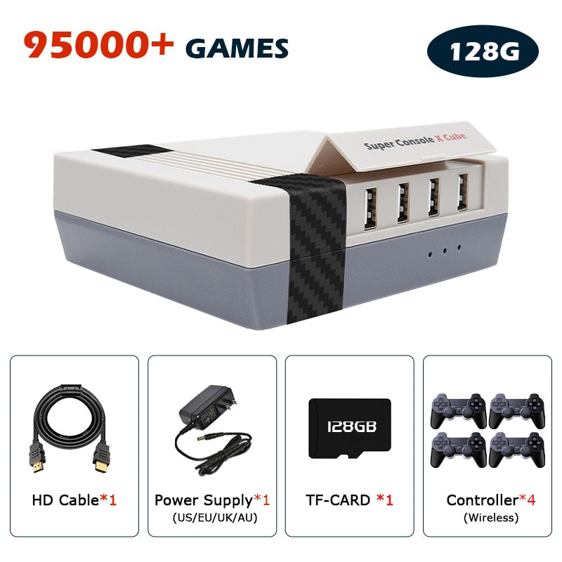 Retro Video Game Consoles Super Console X Cube For PS1/PSP/DC/Arcade TV BOX Game Players With 117000 Classic Games 4K HD Display.