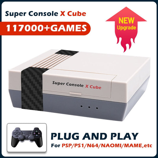 Retro Video Game Consoles Super Console X Cube For PS1/PSP/DC/Arcade TV BOX Game Players With 117000 Classic Games 4K HD Display.