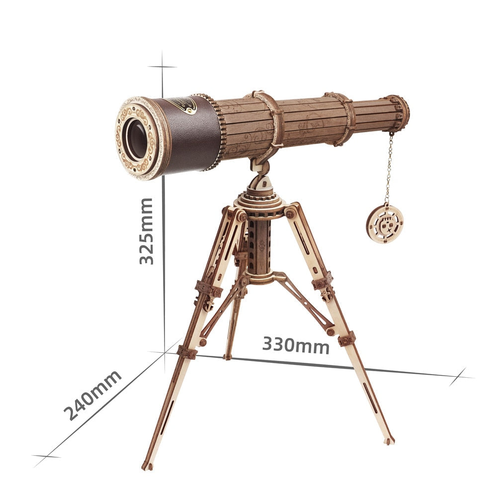 Robotime Rokr 1:1 DIY 314pcs Telescopic Monocular Telescope Wooden Model Building Kits Assembly Toy Gift for Children Adult - TIKIJTRONICS 0 SPECIFICATIONSWarning: Small Parts Not for Children under 3 years oldType: diy toyTheme: TelescopeScale: 1:1Recommend Age: 12+y,18+Quantity of Items in Set: 314Oversea warehouse: ES/US/BE/UKOrigin: Mainland ChinaModel Number: ST004Material: WoodInstructions: EnglishGender: UnisexCertification: CEBrand Name: Robotime TIKIJTRONICS  (Store description)