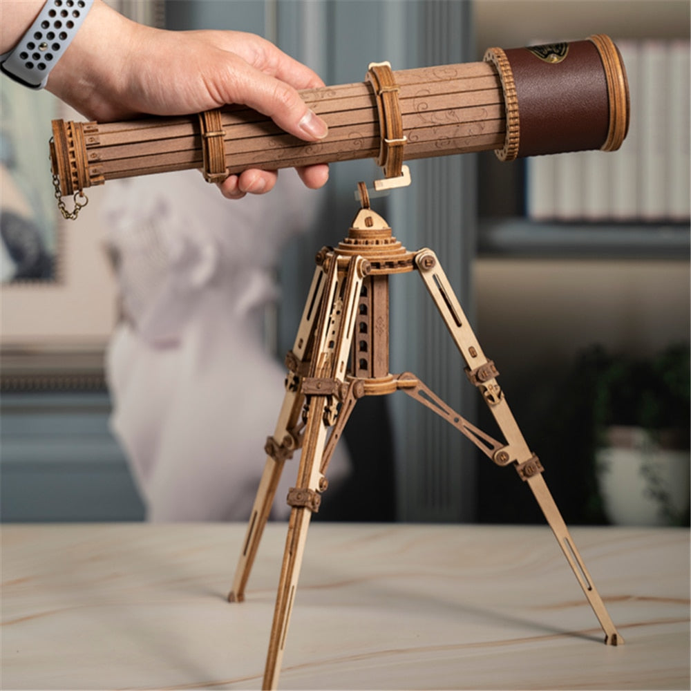 Robotime Rokr 1:1 DIY 314pcs Telescopic Monocular Telescope Wooden Model Building Kits Assembly Toy Gift for Children Adult - TIKIJTRONICS 0 SPECIFICATIONSWarning: Small Parts Not for Children under 3 years oldType: diy toyTheme: TelescopeScale: 1:1Recommend Age: 12+y,18+Quantity of Items in Set: 314Oversea warehouse: ES/US/BE/UKOrigin: Mainland ChinaModel Number: ST004Material: WoodInstructions: EnglishGender: UnisexCertification: CEBrand Name: Robotime TIKIJTRONICS  (Store description)