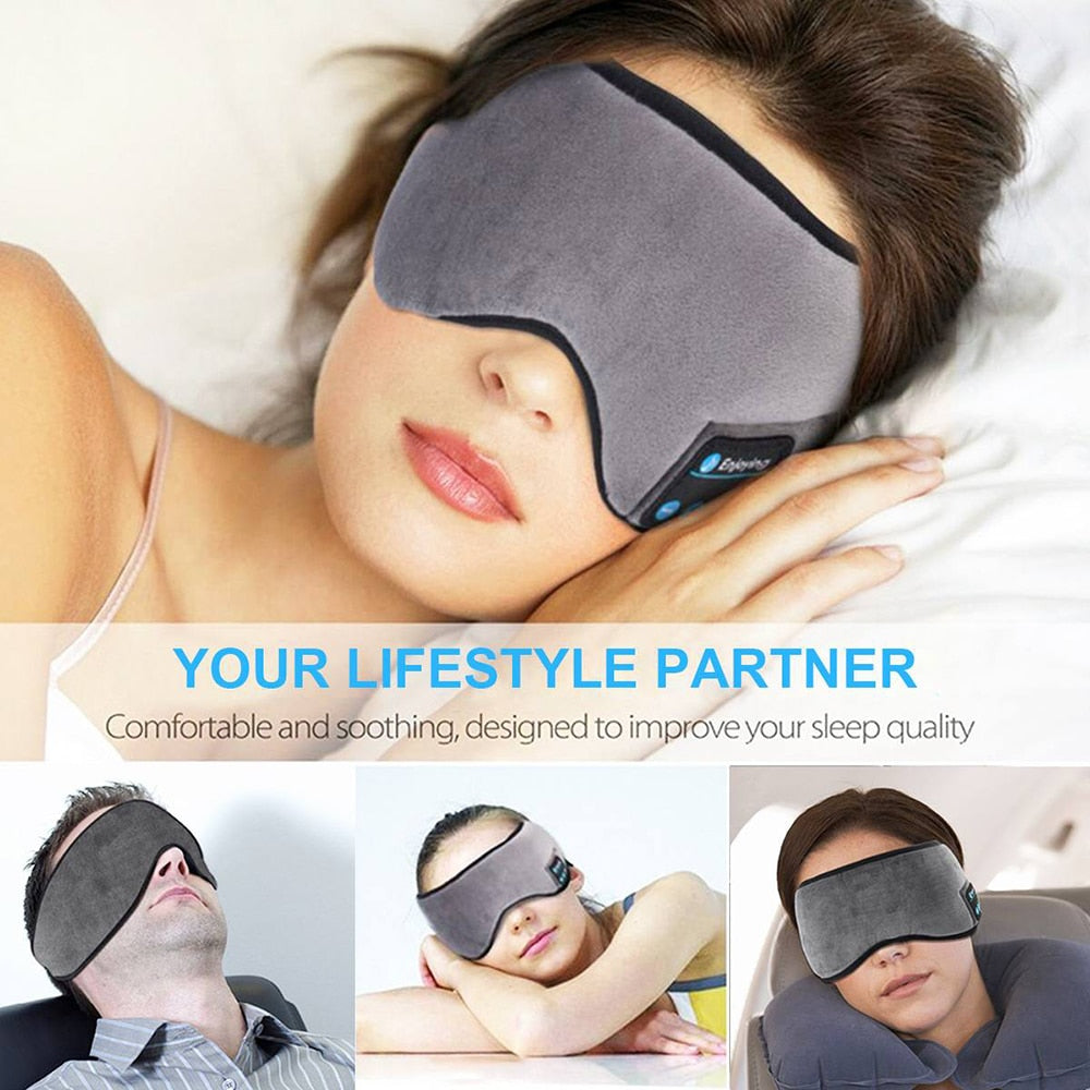 Casque de sommeil Bluetooth, masque pour les yeux, casque de sommeil, bandeau Bluetooth, doux, élastique, confortable, écouteurs de musique sans fil - TIKIJTRONICS