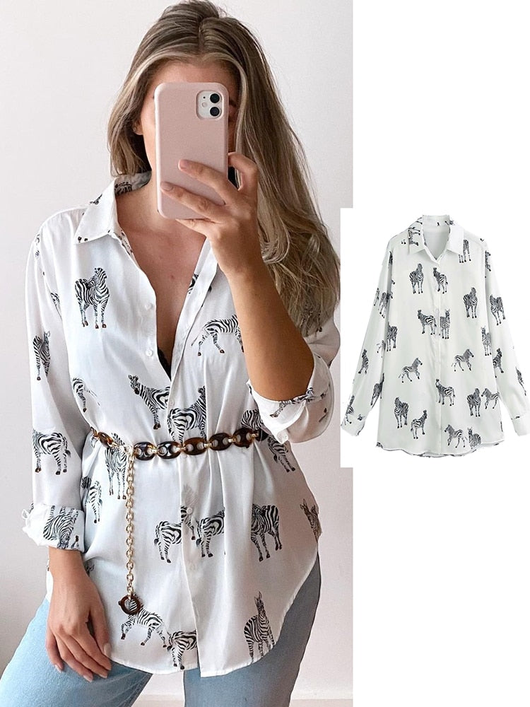 Kadın saten bluz uzun kollu zebra desenli gömlek vintage ofis bayanlar üstleri femme chandails moda blusa de mujer Chandails - Premium 0 from TIKIJTRONICS - Just $14.51! Shop now at TIKIJTRONICS