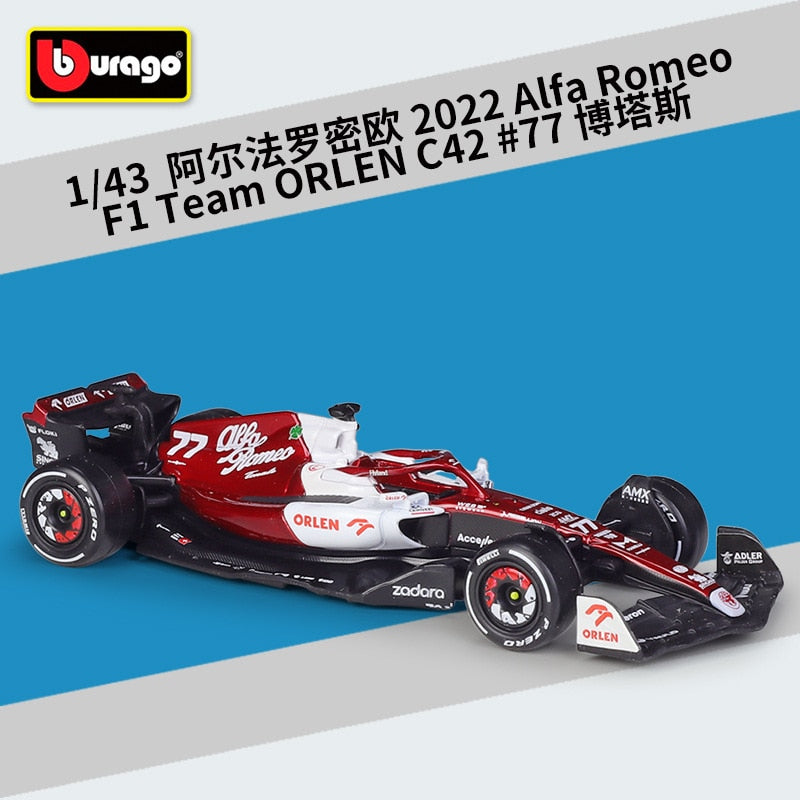 Bburago-coche de carreras RB18 Diecast 1:43, coche de carreras de toro rojo F1, Infiniti, modelo de aleación, juguete de colección de coche diseñado para regalo para niños, 2022 - TIKIJTR