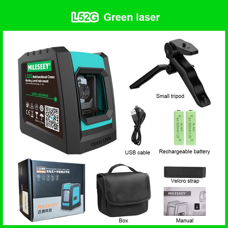 MiLESEEY 2 Lines Laser Level L52R L62 360 laser level L6 nivel laser with Battery and Tripod лазерный уровень - TIKIJTRONICS 0 SPECIFICATIONSmodel: laser levelcolor: Red/Green laser levelWavelength: 635 nmType: Vertical & Horizontal LasersSize: 76*66*76mmPrecision: +-4.5mm/15mOrigin: Mainland ChinaModel Number: L52R L52G L62 L6 L9Measurement Model: 2 linesCertification: CE,FCCBrand Name: MiLESEEY TIKIJTRONICS  (Store description)