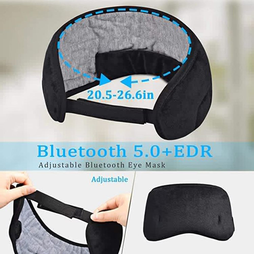 Casque de sommeil Bluetooth, masque pour les yeux, casque de sommeil, bandeau Bluetooth, doux, élastique, confortable, écouteurs de musique sans fil - TIKIJTRONICS