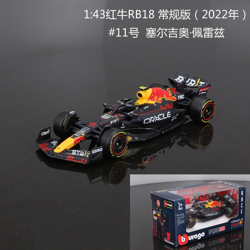 Bburago-coche de carreras RB18 Diecast 1:43, coche de carreras de toro rojo F1, Infiniti, modelo de aleación, juguete de colección de coche diseñado para regalo para niños, 2022 - TIKIJTR