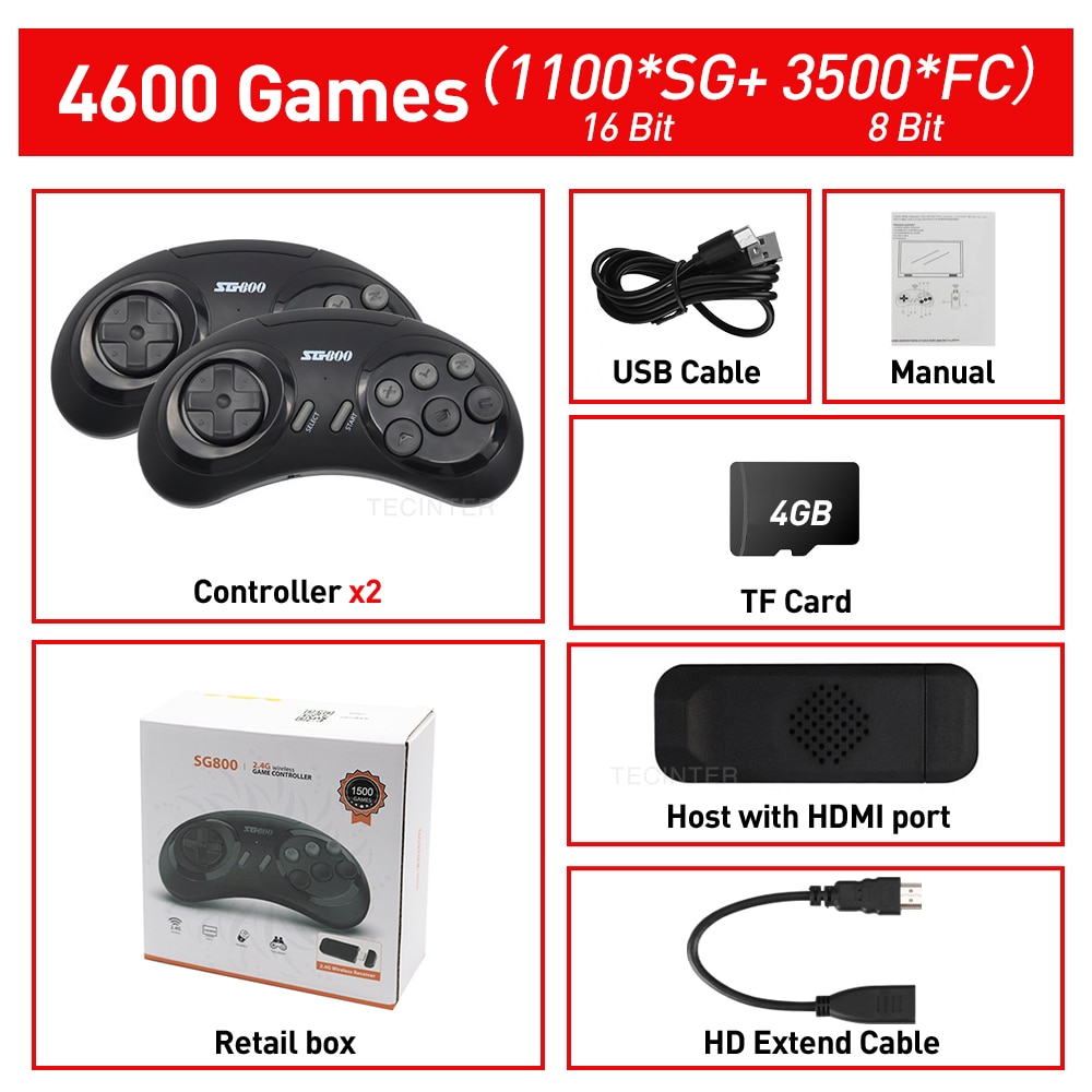 SF900 Video Game Console Hd TV Game Stick Wireless Controller Built in 6115 Games Handheld Game Player Gamepad For SNES For NES TIKIJTRONICS