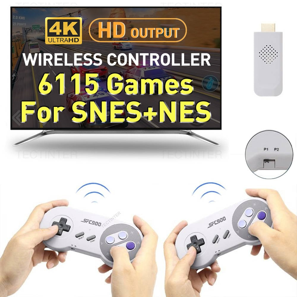 SF900 Video Game Console Hd TV Game Stick Wireless Controller Built in 6115 Games Handheld Game Player Gamepad For SNES For NES TIKIJTRONICS