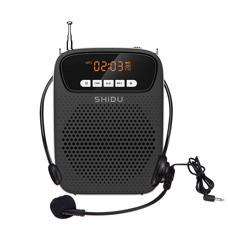 SHIDU 15W Portable Voice Amplifier Wired Microphone FM Radio AUX Audio Recording Bluetooth Speaker For Teachers Instructor S278 TIKIJTRONICS