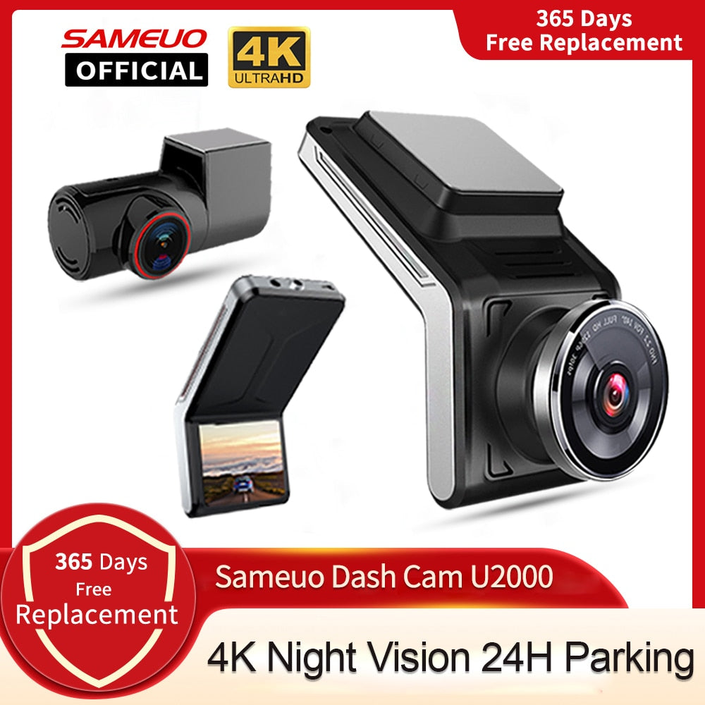 Sameuo U2000 dash cam front and rear 4k 2160P 2 camera CAR dvr dashcam Video Recorder Auto Night Vision 24H Parking Monitor - TIKIJTRONICS # 0