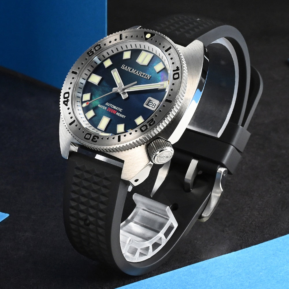 San Martin Diver 6105 Wave 3D Printing Full Luminous Kanagawa Surfing Dial NH35 Automatic Mechanical Men Watch Sapphire Date - TIKIJTRONICS # 0