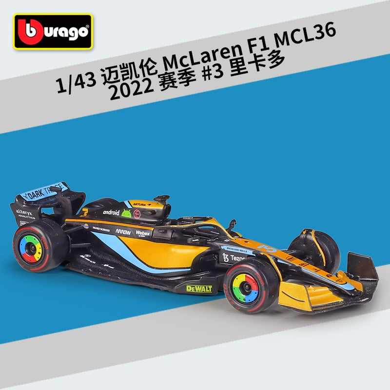 Bburago-coche de carreras RB18 Diecast 1:43, coche de carreras de toro rojo F1, Infiniti, modelo de aleación, juguete de colección de coche diseñado para regalo para niños, 2022 - TIKIJTR