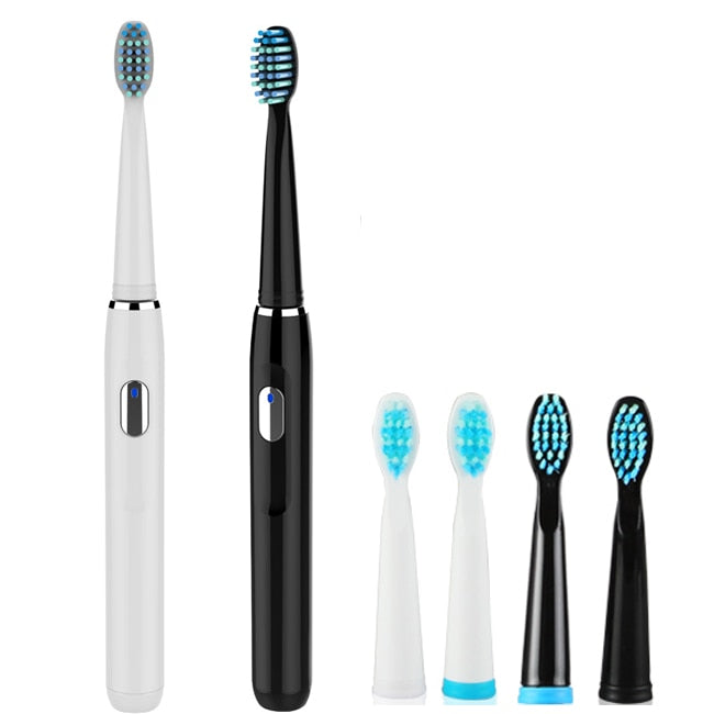 Seago Sonic Rechargeable Electric Toothbrush with 3 Replacement Brush Heads 2 Minutes Timer & 4 Brushing Modes Waterproof SG551 TIKIJTRONICS