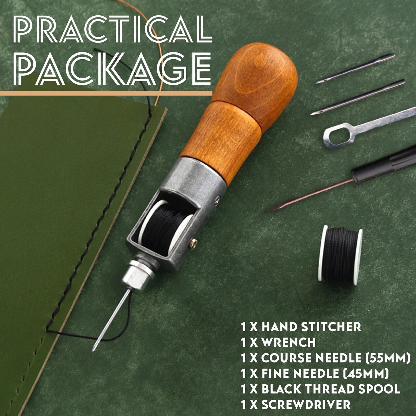 Sewing Needle Leather Sewing Awl Kit Hand Stitcher Set Lock Stitching Hand Stitcher Thread Needles Kit Craft Stitch Tools - TIKIJTRONICS 0 SPECIFICATIONSType of Wholesale: noSet Type: noOrigin: Mainland ChinaModel Number: 1Material: 1Brand Name: MOONBIFFY TIKIJTRONICS  (Store description)