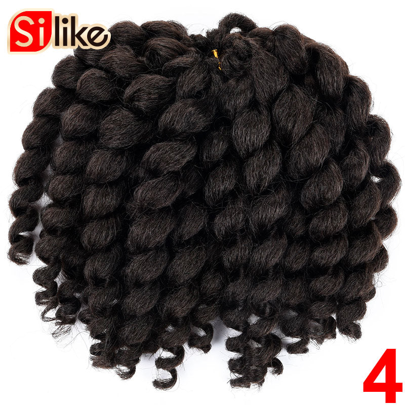 Silike 8inch Synthetic Ombre Jumpy Wand Curl Crochet Braids 22 Roots Jamaican Bounce Curl Crochet Hair Extension for Black Women - TIKIJTRONICS 0 SPECIFICATIONSOrigin: Mainland ChinaModel Number: jamaican bounce crochet hairMaterial Grade: Low Temperature FiberItems per Package: 22strands/packColor Type: OmbreCan Be Permed: NoBrand Name: Silike TIKIJTRONICS  (Store description)