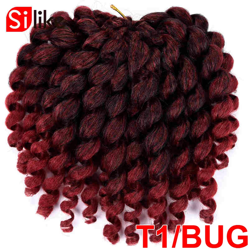 Silike 8inch Synthetic Ombre Jumpy Wand Curl Crochet Braids 22 Roots Jamaican Bounce Curl Crochet Hair Extension for Black Women - TIKIJTRONICS 0 SPECIFICATIONSOrigin: Mainland ChinaModel Number: jamaican bounce crochet hairMaterial Grade: Low Temperature FiberItems per Package: 22strands/packColor Type: OmbreCan Be Permed: NoBrand Name: Silike TIKIJTRONICS  (Store description)