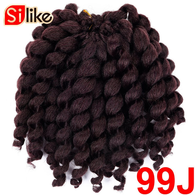 Silike 8inch Synthetic Ombre Jumpy Wand Curl Crochet Braids 22 Roots Jamaican Bounce Curl Crochet Hair Extension for Black Women - TIKIJTRONICS 0 SPECIFICATIONSOrigin: Mainland ChinaModel Number: jamaican bounce crochet hairMaterial Grade: Low Temperature FiberItems per Package: 22strands/packColor Type: OmbreCan Be Permed: NoBrand Name: Silike TIKIJTRONICS  (Store description)