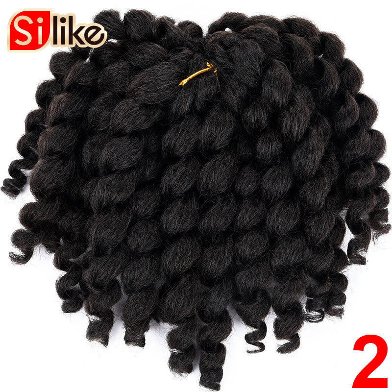 Silike 8inch Synthetic Ombre Jumpy Wand Curl Crochet Braids 22 Roots Jamaican Bounce Curl Crochet Hair Extension for Black Women - TIKIJTRONICS 0 SPECIFICATIONSOrigin: Mainland ChinaModel Number: jamaican bounce crochet hairMaterial Grade: Low Temperature FiberItems per Package: 22strands/packColor Type: OmbreCan Be Permed: NoBrand Name: Silike TIKIJTRONICS  (Store description)