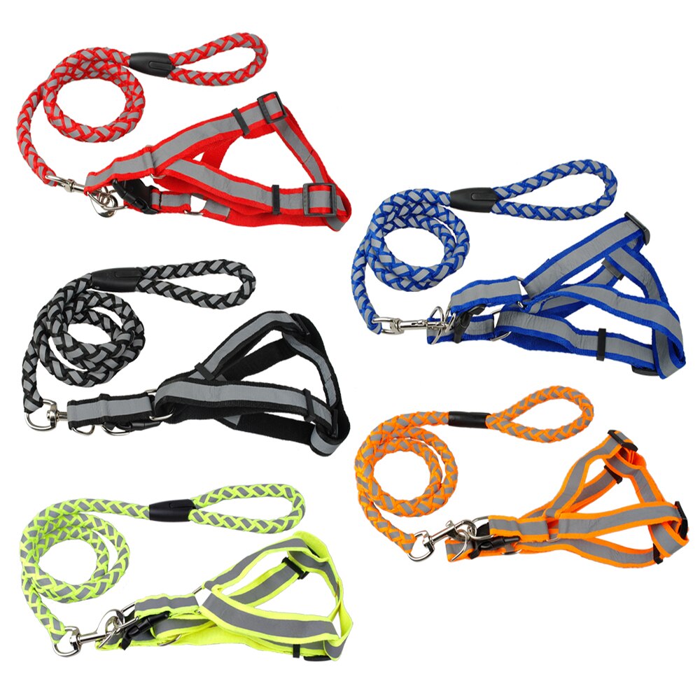 Small Dog Harness and Leash Set Reflective Nylon Adjustable Small Dog Harness Leads Rope Set for Small Medium Dog Red Black Blue - TIKIJTRONICS # 0