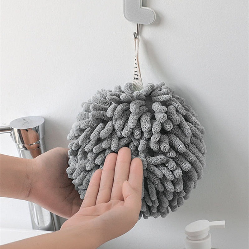 Soft Chenille Hand Towel Ball Super Absorbent Hanging Wipes Cloth Plush Sponge Microfiber Towels Bathroom Kitchen Accessories - TIKIJTRONICS # 0