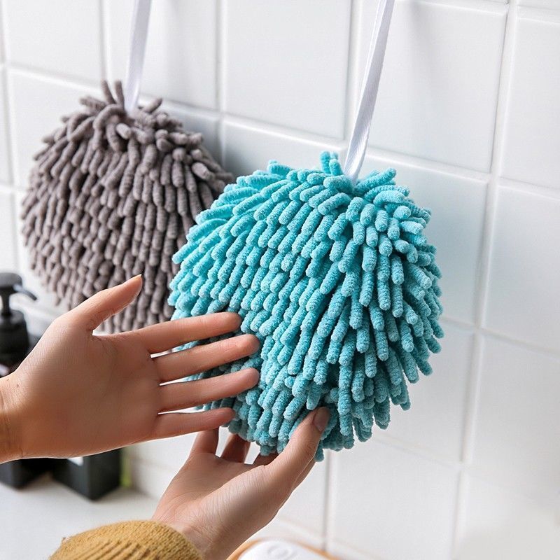 Soft Chenille Hand Towel Ball Super Absorbent Hanging Wipes Cloth Plush Sponge Microfiber Towels Bathroom Kitchen Accessories - TIKIJTRONICS # 0