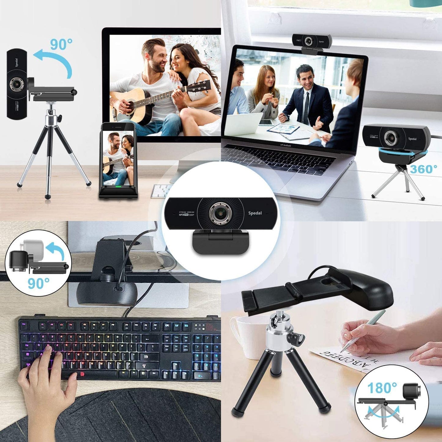 Spedal MF934HT Webcam HD 1080P 60fps USB Web Camera with Microphone for PC Twitch Skype OBS Steam Conference with Tripod - TIKIJTRONICS 0 SPECIFICATIONSconference: webcam meettingUse: laptop webcam replacementPixels: 2 MegaPackage: YesOrigin: Mainland ChinaMicrophone: webcam with microphoneMax. Resolution: 1920x1080Interface Type: USBImage Sensor: CMOSFull hd: 1080p 60fpsFor Usb: usb webcamCertification: CE,FCC,RoHSBrand Name: SpedalAuto Focus: No TIKIJTRONICS  (Store description)