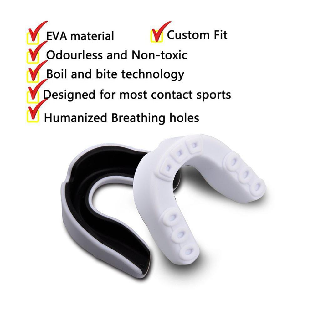 Sport Mouth Guard EVA Teeth Protector Kids Youth Mouthguard Tooth Brace Protection for Basketball Rugby Boxing Karate - TIKIJTRONICS 0 SPECIFICATIONSWeight(kg): 0.035gOrigin: Mainland ChinaModel Number: SP320255Material: EVA TIKIJTRONICS  (Store description)