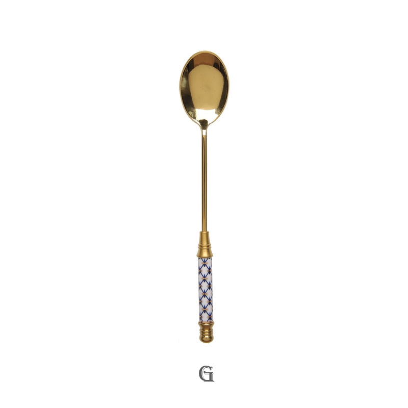 Stainless Steel Dessert Spoon Ceramic Long Handle Icecream Spoon Teaspoon Gold Coffee Cake Fruit Milk Spoon Kitchen Tableware - TIKIJTRONICS 0 SPECIFICATIONSUsage: Tea/Coffee/Milk/CakeStyle: European styleOrigin: Mainland ChinaMaterial: Stainless SteelMaterial: 304 stainless steelFeature: Eco-FriendlyColor: Gold&CeramicsBrand Name: olevo TIKIJTRONICS  (Store description)