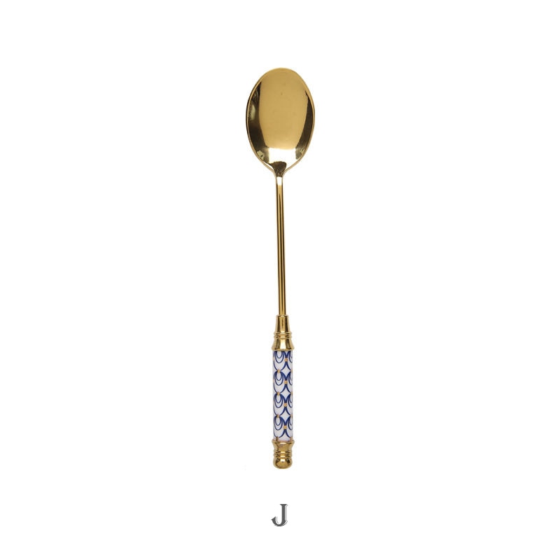 Stainless Steel Dessert Spoon Ceramic Long Handle Icecream Spoon Teaspoon Gold Coffee Cake Fruit Milk Spoon Kitchen Tableware - TIKIJTRONICS 0 SPECIFICATIONSUsage: Tea/Coffee/Milk/CakeStyle: European styleOrigin: Mainland ChinaMaterial: Stainless SteelMaterial: 304 stainless steelFeature: Eco-FriendlyColor: Gold&CeramicsBrand Name: olevo TIKIJTRONICS  (Store description)