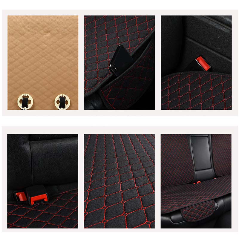 Summer Car Seat Cover Protector Auto Flax Front Back Rear Backrest Linen Seat Cushion Pad for Automotive Interior Truck Suv Van TIKIJTRONICS