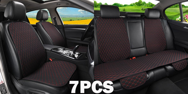 Summer Car Seat Cover Protector Auto Flax Front Back Rear Backrest Linen Seat Cushion Pad for Automotive Interior Truck Suv Van TIKIJTRONICS