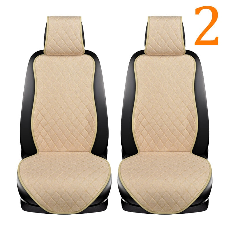 Summer Car Seat Cover Protector Auto Flax Front Back Rear Backrest Linen Seat Cushion Pad for Automotive Interior Truck Suv Van - TIKIJTRONICS # 0