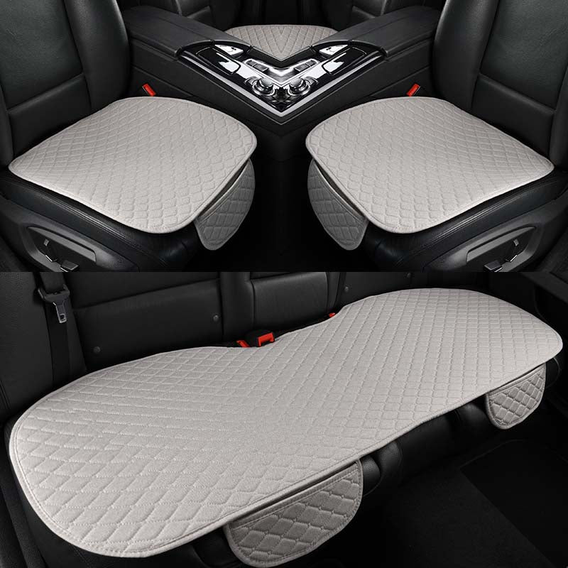 Summer Car Seat Cover Protector Auto Flax Front Back Rear Backrest Linen Seat Cushion Pad for Automotive Interior Truck Suv Van - TIKIJTRONICS # 0