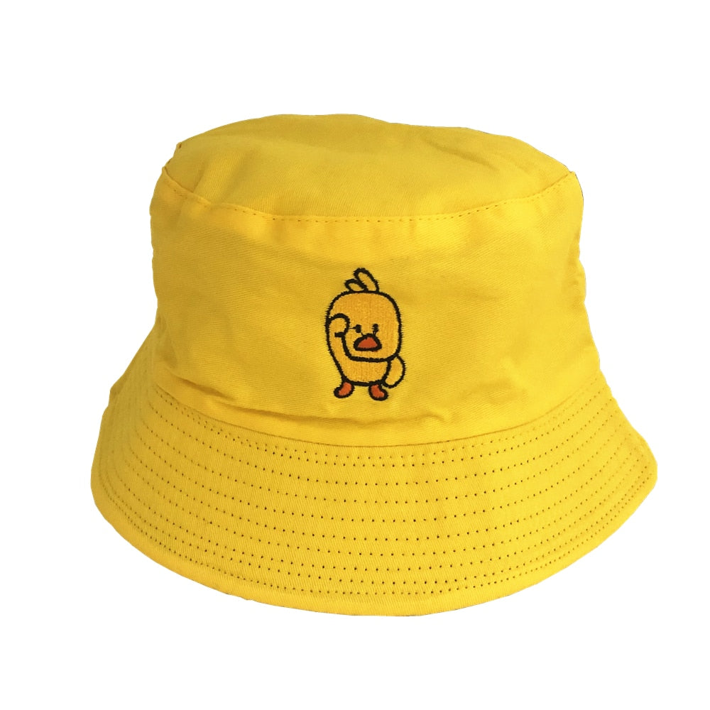 Summer Sun  Reversible Duck Bucket Hat for Men Women Cotton Bob Sad Boys Panama Fold Girls Beach Travel Outdoor Fisherman Cap - TIKIJTRONICS # 0