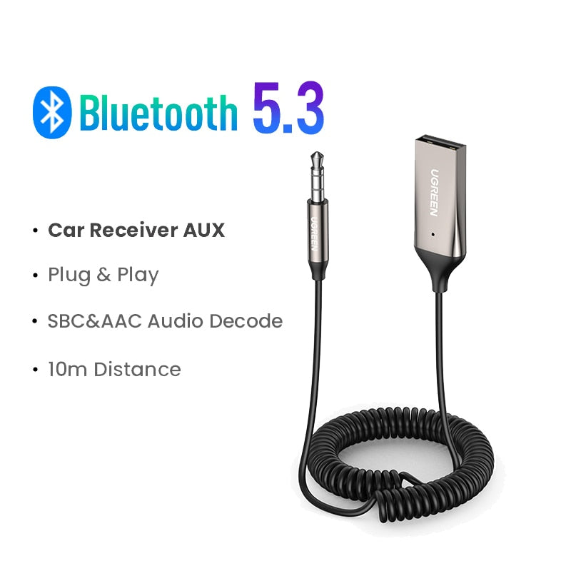 UGREEN Bluetooth Aux Adapter Wireless Car Bluetooth Receiver USB to 3.5mm Jack Audio Music Mic Handsfree Adapter for Car Speaker - TIKIJTRONICS # 0