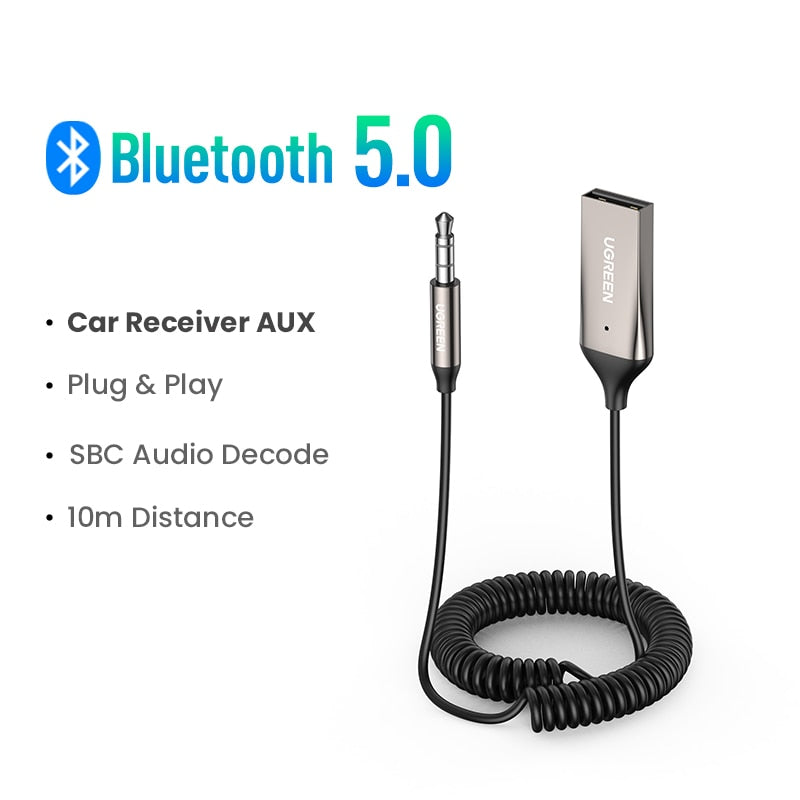 UGREEN Bluetooth Aux Adapter Wireless Car Bluetooth Receiver USB to 3.5mm Jack Audio Music Mic Handsfree Adapter for Car Speaker - TIKIJTRONICS # 0