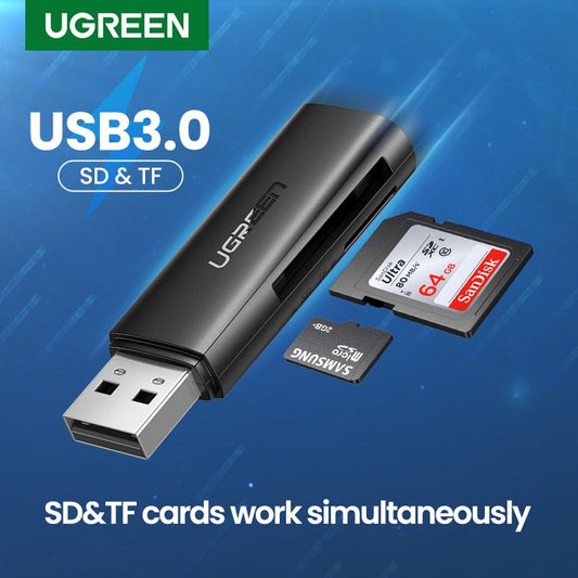 UGREEN Card Reader USB 3.0 to SD Micro SD TF Memory Card Adapter for PC Laptop Accessories Multi Smart Cardreader Card Reader - TIKIJTRONICS # 0