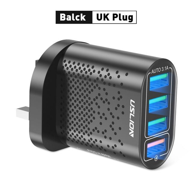 USLION EU/US Plug USB Charger 3A Quik Charge 3.0 Mobile Phone Charger For iPhone 11 Samsung Xiaomi 4 Port 48W Fast Wall Chargers - Premium 0 from TIKIJTRONICS - Just $4.39! Shop now at TIKIJTRONICS