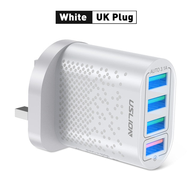 USLION EU/US Plug USB Charger 3A Quik Charge 3.0 Mobile Phone Charger For iPhone 11 Samsung Xiaomi 4 Port 48W Fast Wall Chargers - Premium 0 from TIKIJTRONICS - Just $4.39! Shop now at TIKIJTRONICS