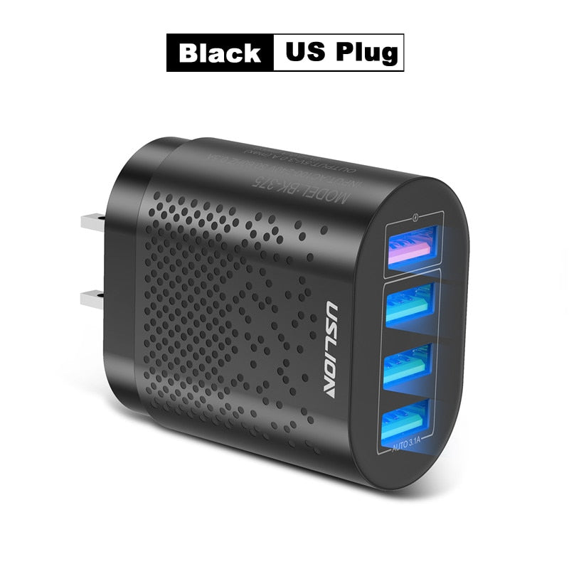 USLION EU/US Plug USB Charger 3A Quik Charge 3.0 Mobile Phone Charger For iPhone 11 Samsung Xiaomi 4 Port 48W Fast Wall Chargers - Premium 0 from TIKIJTRONICS - Just $4.39! Shop now at TIKIJTRONICS