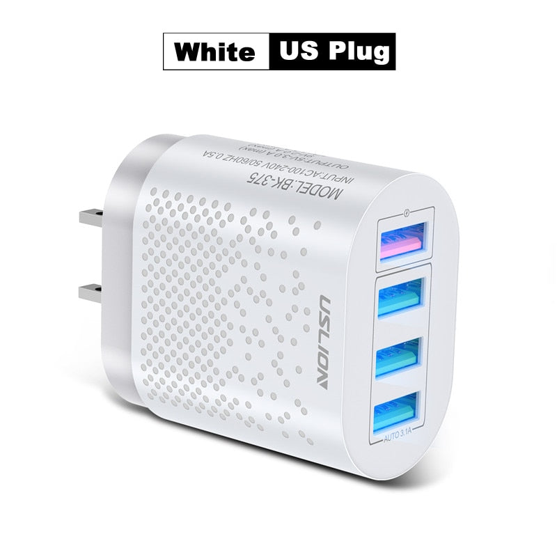 USLION EU/US Plug USB Charger 3A Quik Charge 3.0 Mobile Phone Charger For iPhone 11 Samsung Xiaomi 4 Port 48W Fast Wall Chargers - Premium 0 from TIKIJTRONICS - Just $4.39! Shop now at TIKIJTRONICS