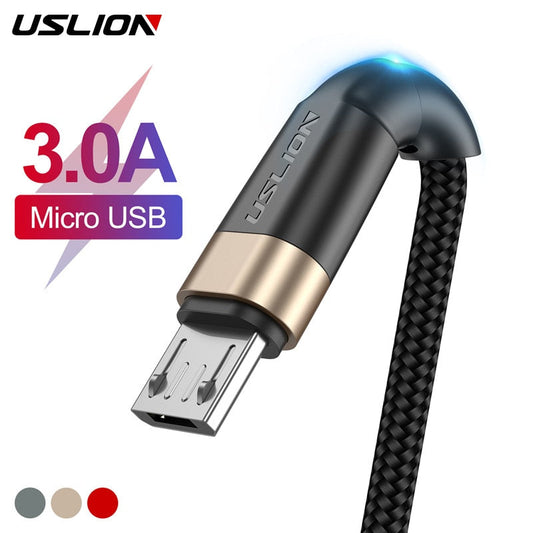 USLION 3m Micro USB Cable 3A Fast Charging USB Data Cable Cord for Samsung Redmi Note 4 5 Android Micro Mobile Phone usb Cable - TIKIJTRONICS # 0