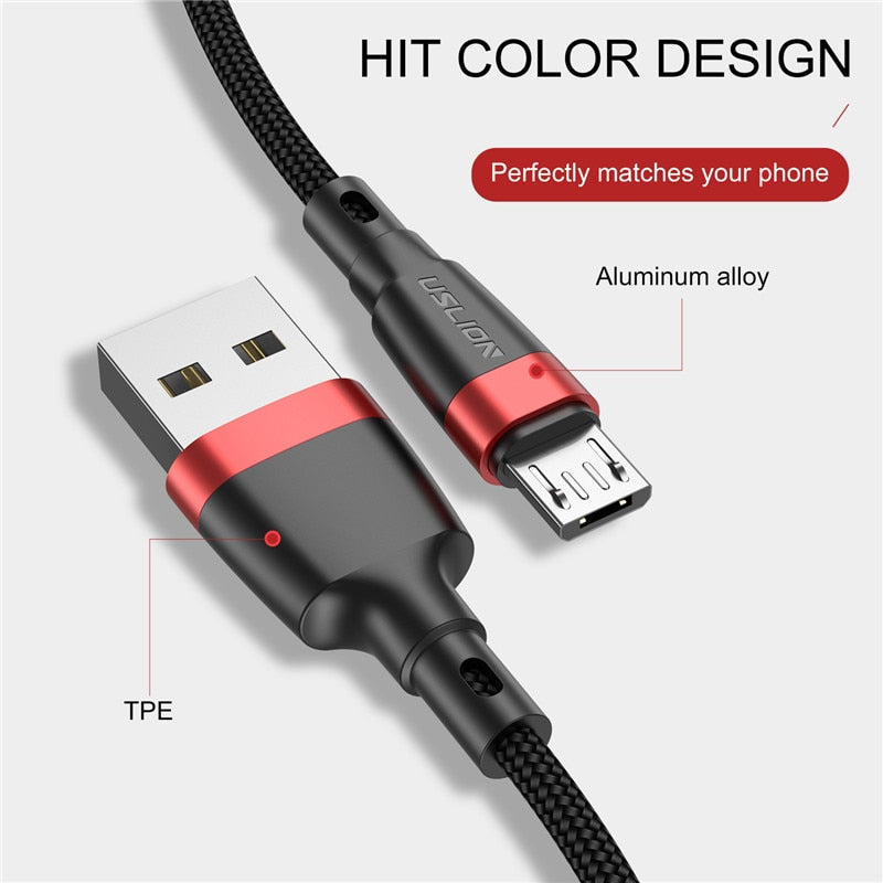 USLION 3m Micro USB Cable 3A Fast Charging USB Data Cable Cord for Samsung Redmi Note 4 5 Android Micro Mobile Phone usb Cable - TIKIJTRONICS # 0