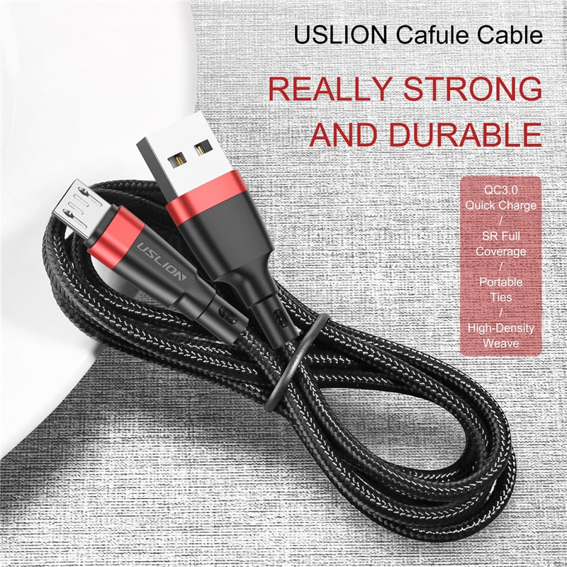 USLION 3m Micro USB Cable 3A Fast Charging USB Data Cable Cord for Samsung Redmi Note 4 5 Android Micro Mobile Phone usb Cable - TIKIJTRONICS # 0